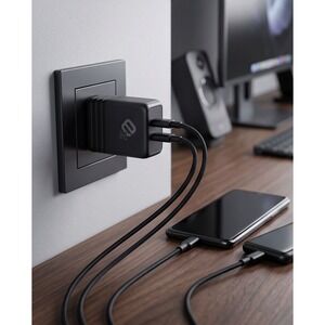 EZ Collection 2-Port USB Charger Intelligent Charging System Black A 2FD-B NEW